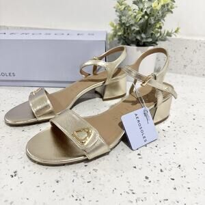 Aerosoles Cairo Gold Metal Strappy Heel New In Box Size 8.5 KD